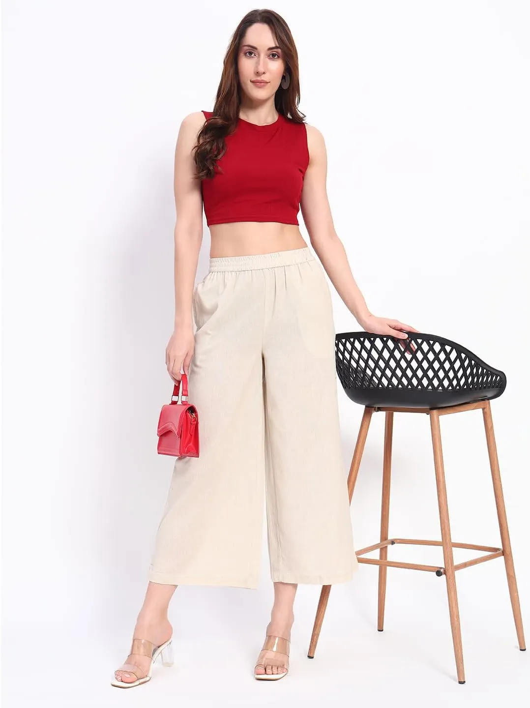 PIDAVLIYA'S Women's Wide Leg Pants Elastic High Waist Casual Yoga Workout Palazzo Pants & Trousers with Pockets