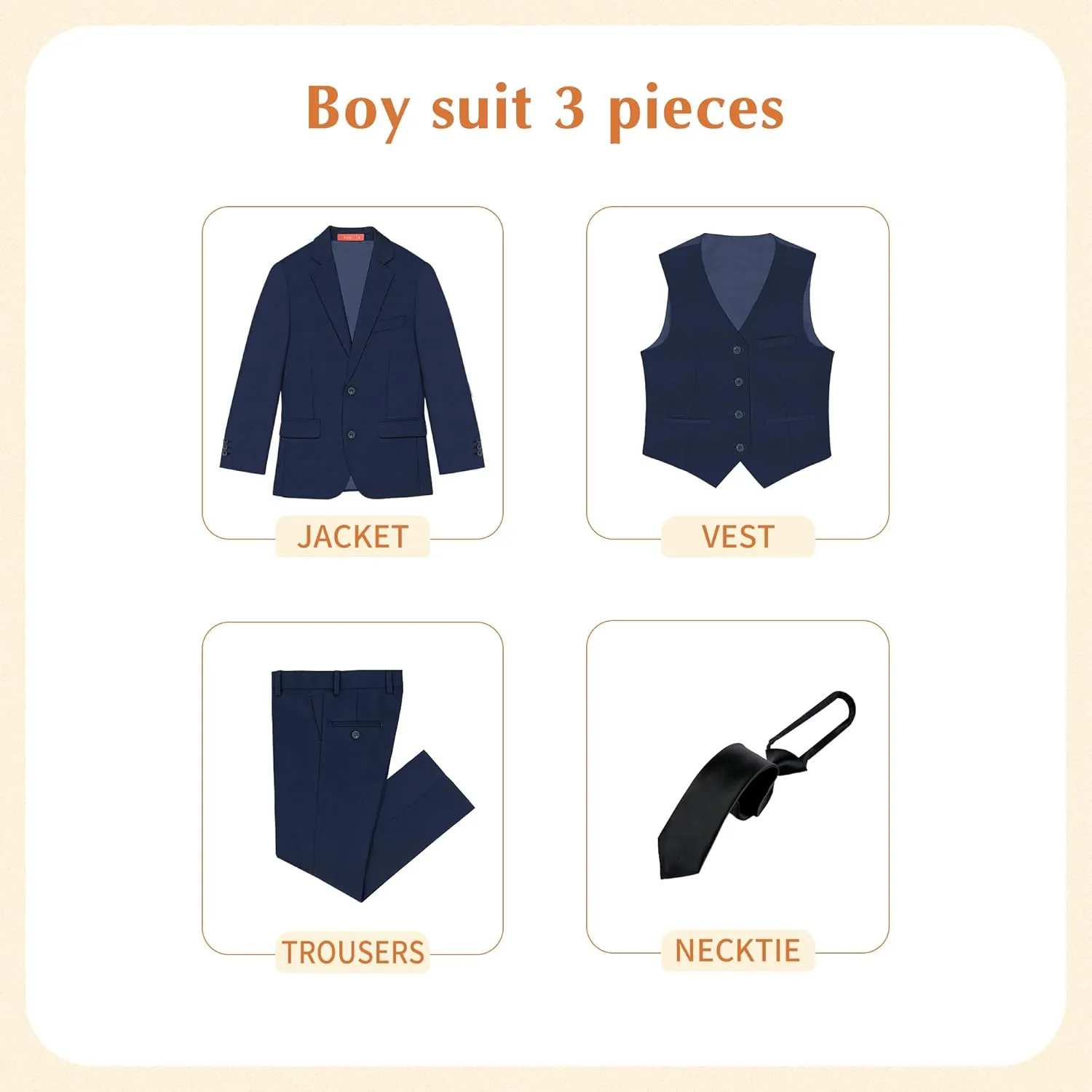 Plavict Boys Formal Suit Slim Fit for Boys Wedding Ring Bearer Outfit with Adjustable Waist