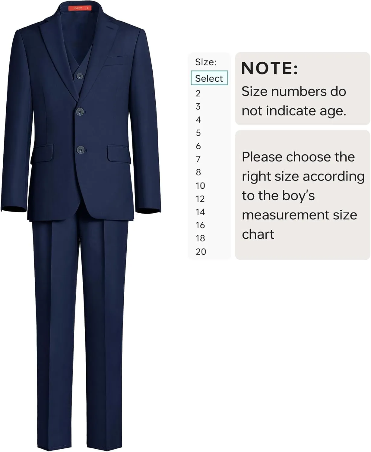 Plavict Boys Formal Suit Slim Fit for Boys Wedding Ring Bearer Outfit with Adjustable Waist