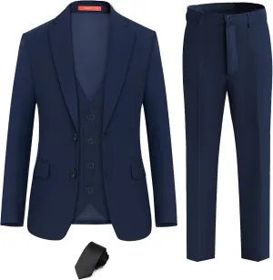 Plavict Boys Formal Suit Slim Fit for Boys Wedding Ring Bearer Outfit with Adjustable Waist