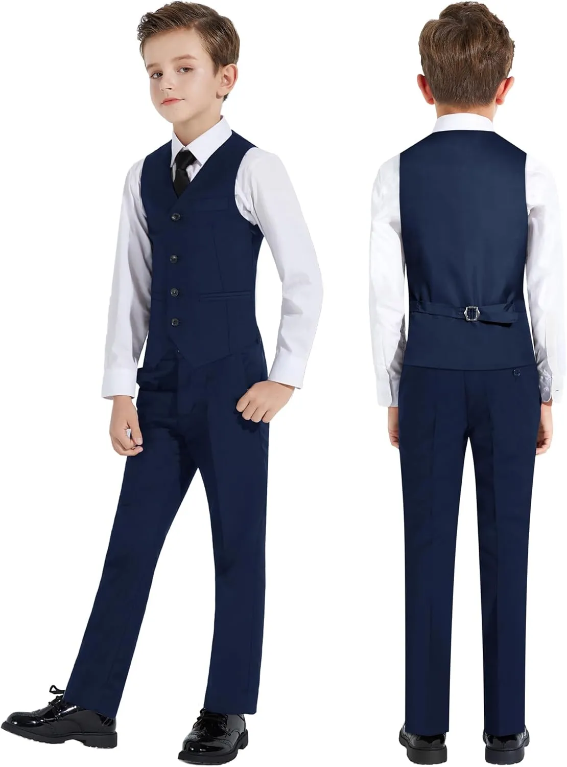 Plavict Boys Formal Suit Slim Fit for Boys Wedding Ring Bearer Outfit with Adjustable Waist