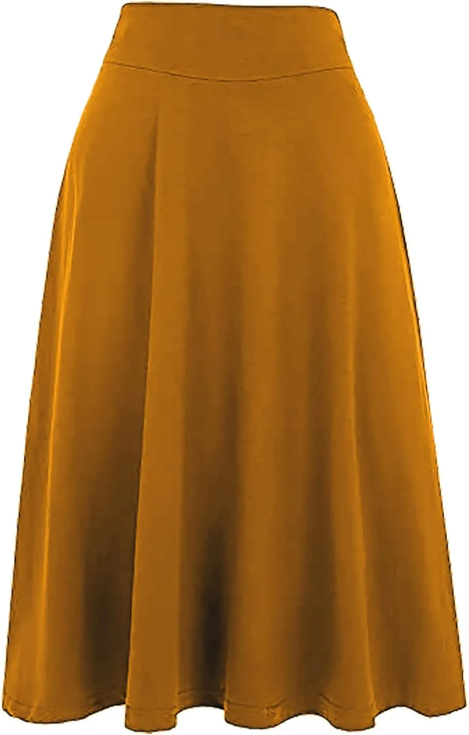 Pleated Midi Skirts for Women, 2024 Summer Fashion Long High Waisted Flare Casual Stretch Knit Knee Length Skirt