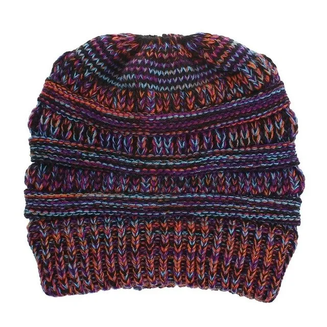 Ponytail Beanie Hat High Bun Ponytail Beanie