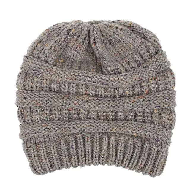 Ponytail Beanie Hat High Bun Ponytail Beanie