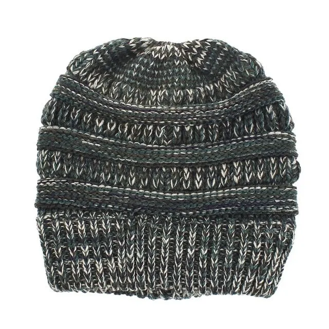 Ponytail Beanie Hat High Bun Ponytail Beanie