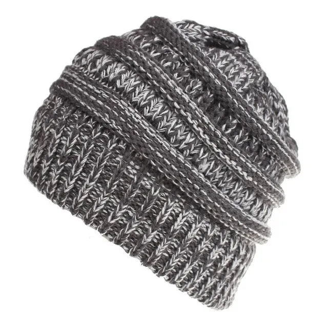 Ponytail Beanie Hat High Bun Ponytail Beanie