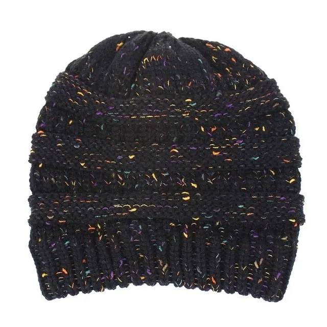 Ponytail Beanie Hat High Bun Ponytail Beanie