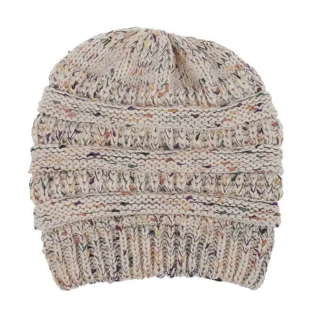 Ponytail Beanie Hat High Bun Ponytail Beanie