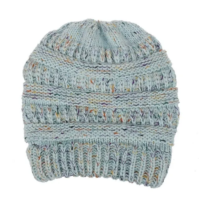 Ponytail Beanie Hat High Bun Ponytail Beanie