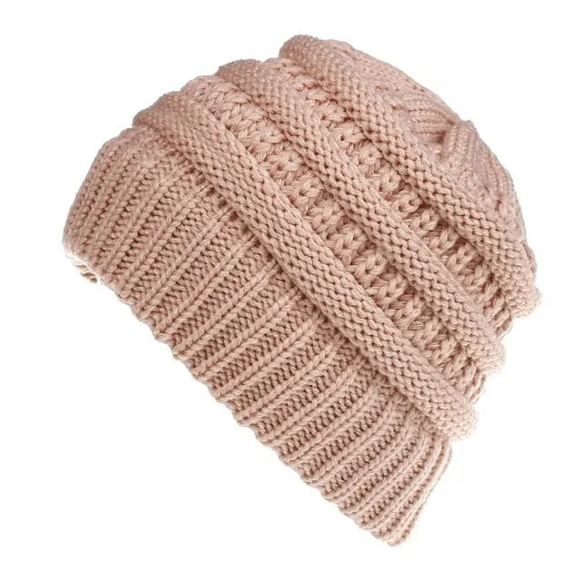 Ponytail Beanie Hat High Bun Ponytail Beanie