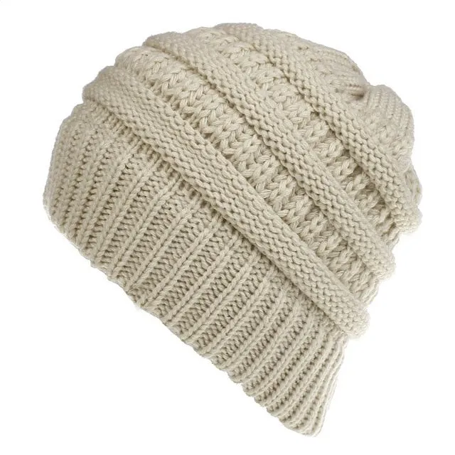 Ponytail Beanie Hat High Bun Ponytail Beanie
