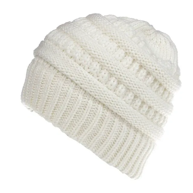 Ponytail Beanie Hat High Bun Ponytail Beanie
