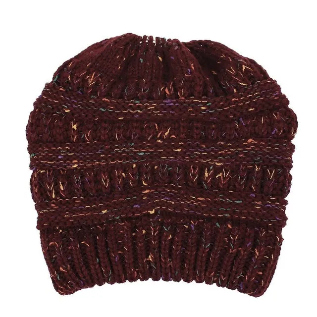 Ponytail Beanie Hat High Bun Ponytail Beanie