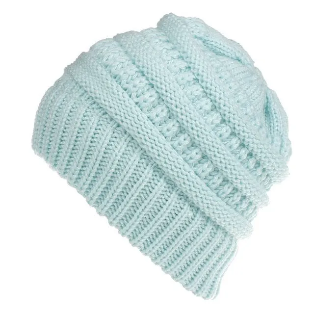 Ponytail Beanie Hat High Bun Ponytail Beanie