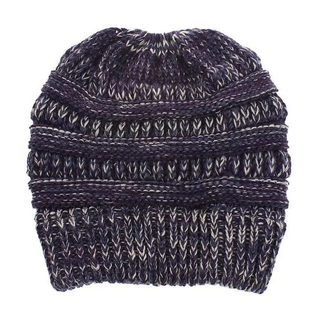Ponytail Beanie Hat High Bun Ponytail Beanie
