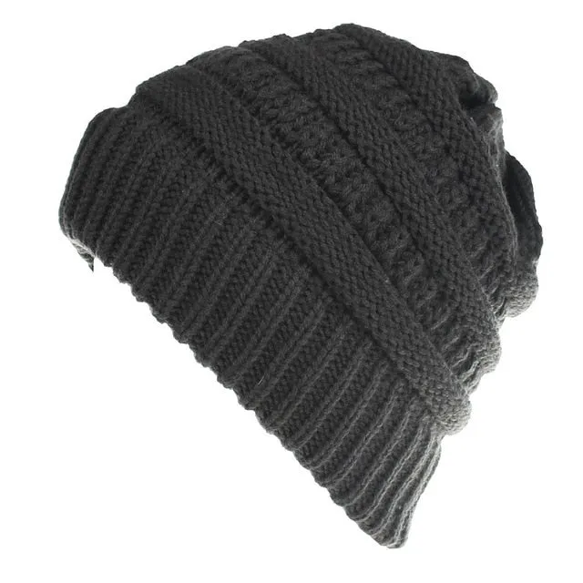 Ponytail Beanie Hat High Bun Ponytail Beanie