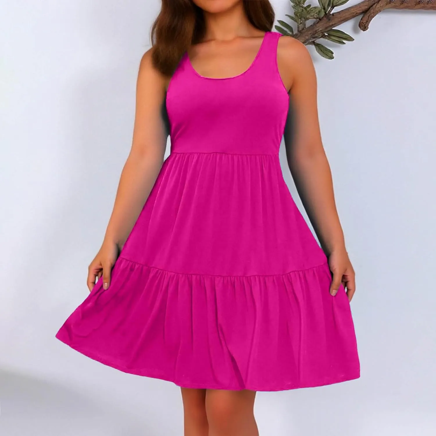 PTOLOCIF Plus Size Dresses for Curvy Women Casual Tank Dress Sleeveless V Neck T Shirt Sundress Flowy Tiered Swing Mini