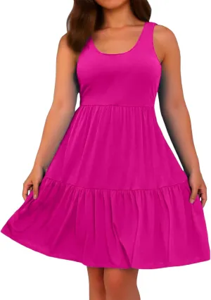 PTOLOCIF Plus Size Dresses for Curvy Women Casual Tank Dress Sleeveless V Neck T Shirt Sundress Flowy Tiered Swing Mini