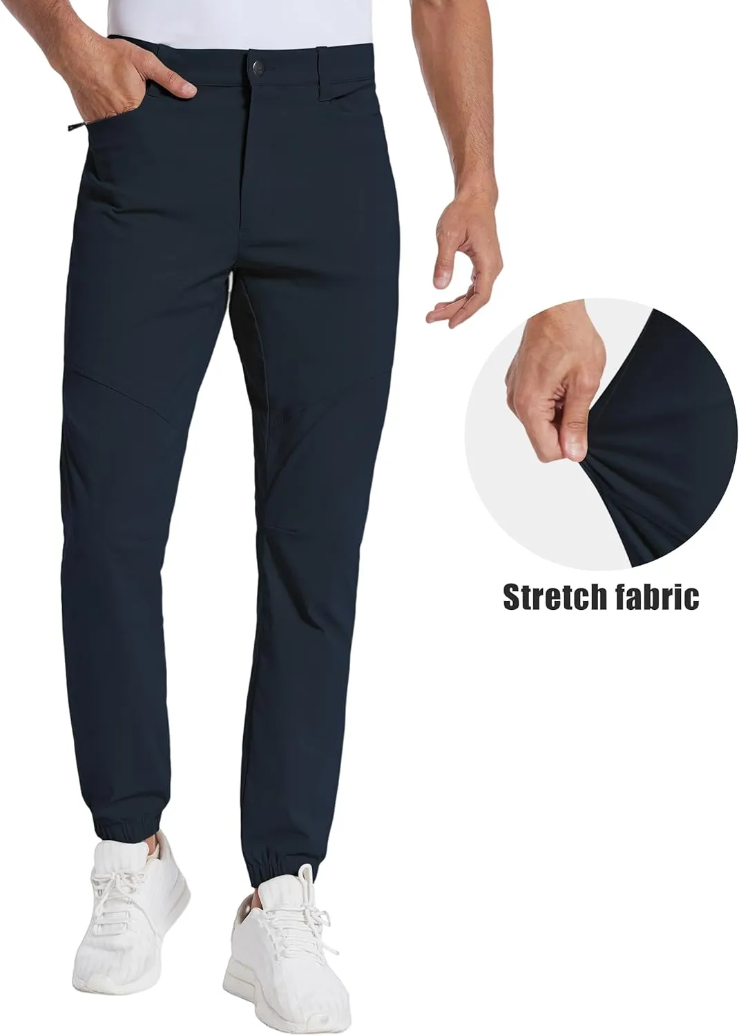 PULI Men's Stretch Golf Joggers Pants with 4 Pockets Waterproof Slim Fit Hiking Casual Travel Work Pants for Men