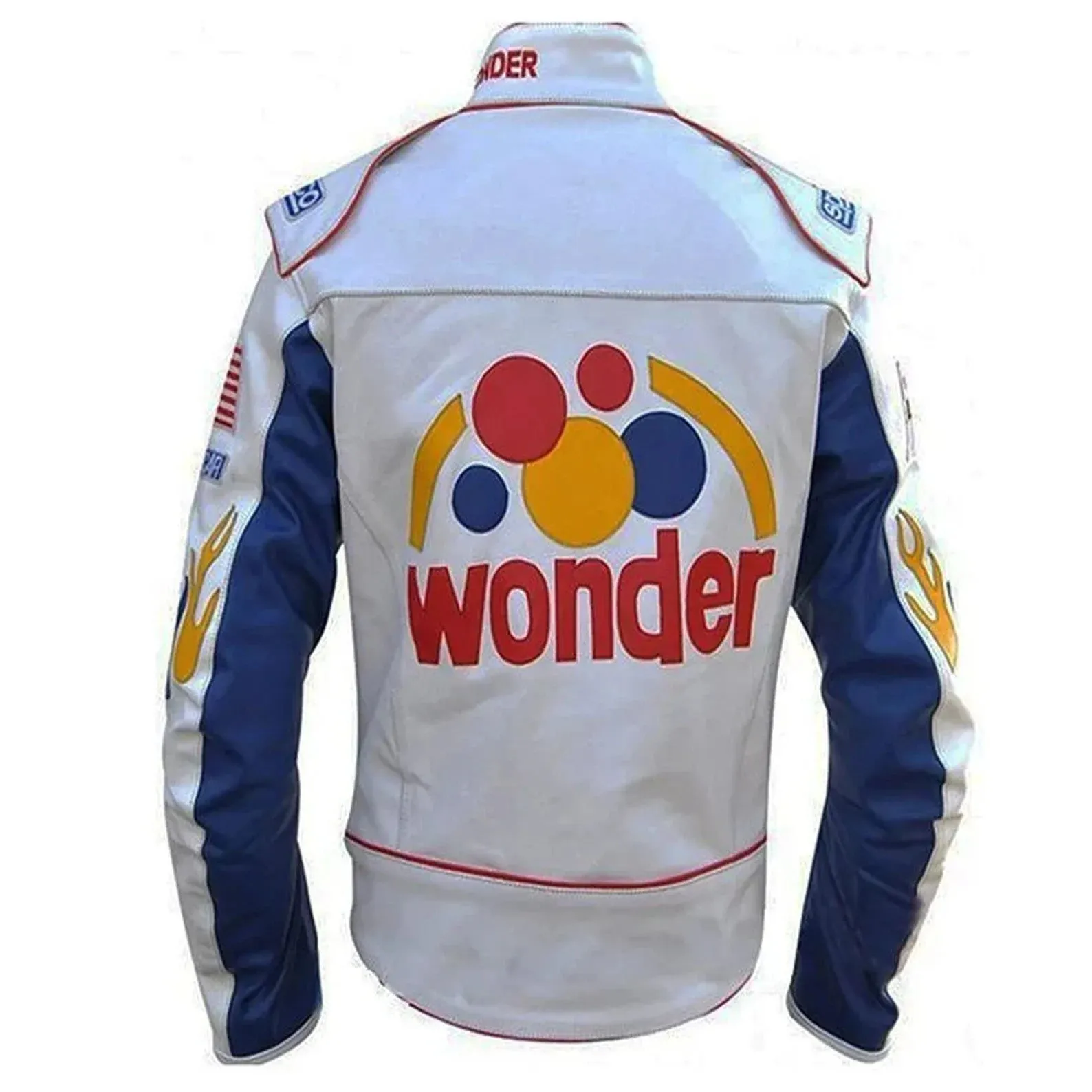 Ricky Bobby Racing Biker Jacket, White Leather Jacket | Men Leather Jacket by The Jacket Seller