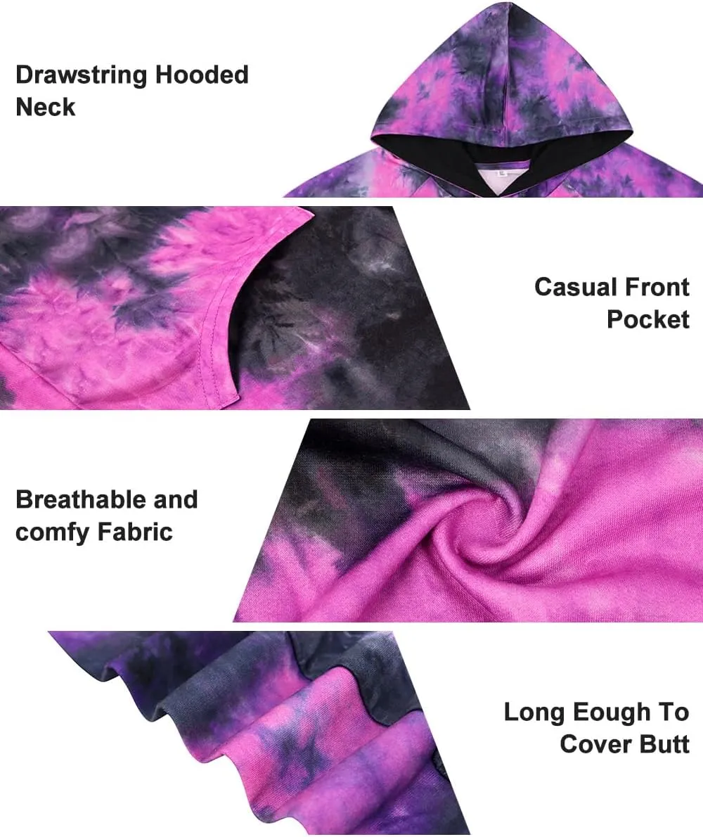 RITERA Women's Plus Size Hoodies Tie Dye Hoodie Long Sleeve Sweatshirts Drawstring Pullover Casual Sweater top L-5XL