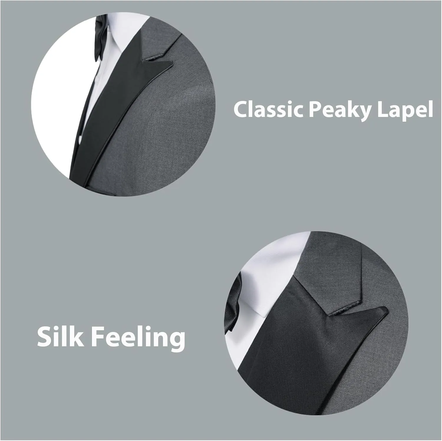 Rogers & Morris Tuxedo Suits for Men Solid 3 Piece Slim FitFormal Set Peak Lapels One Button Jacket Vest Pants