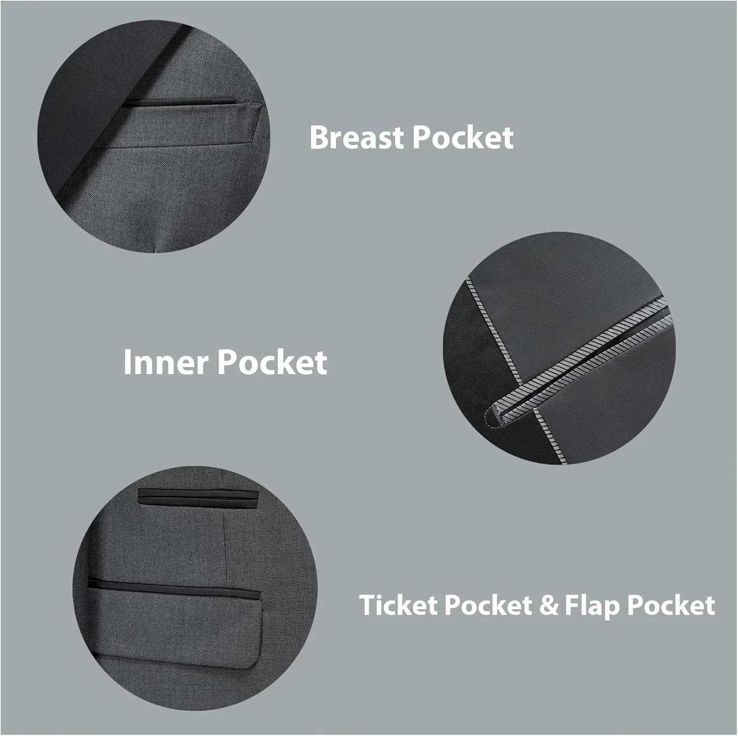 Rogers & Morris Tuxedo Suits for Men Solid 3 Piece Slim FitFormal Set Peak Lapels One Button Jacket Vest Pants