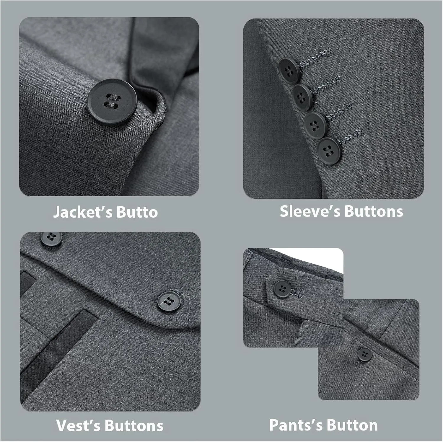 Rogers & Morris Tuxedo Suits for Men Solid 3 Piece Slim FitFormal Set Peak Lapels One Button Jacket Vest Pants