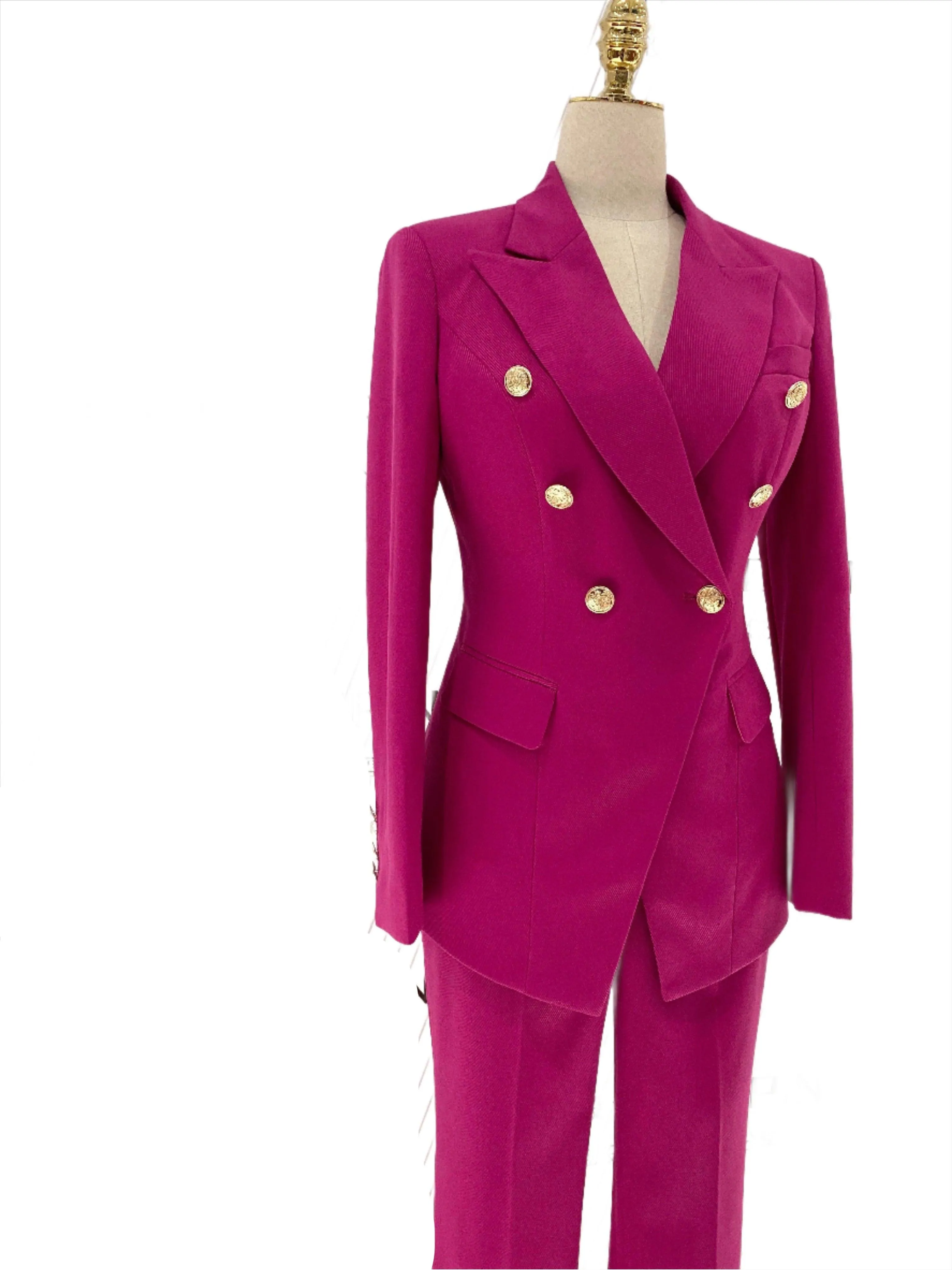 Rose Red Formal Pant Suit - Two-Piece Women Pantsuit