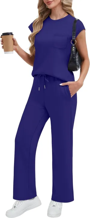 RUBZOOF Lounge Sets for Women 2 Piece Track Suits Outfits 2025 Travel Summer Casual Outfit Sets Matching Pants Set Clothing