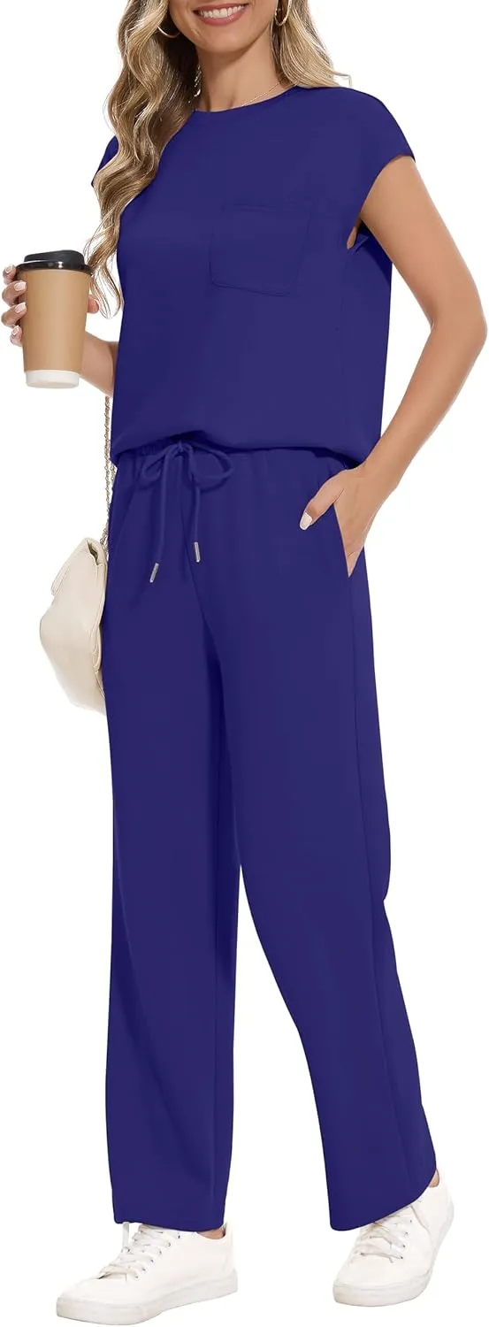 RUBZOOF Lounge Sets for Women 2 Piece Track Suits Outfits 2025 Travel Summer Casual Outfit Sets Matching Pants Set Clothing