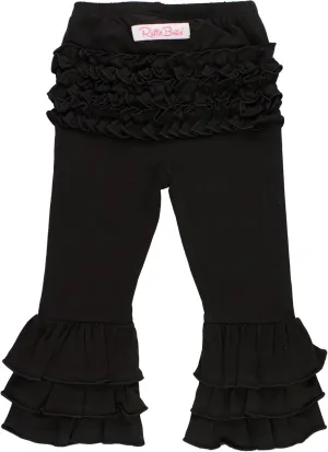 RuffleButts Baby Black Ruffle Pants - 3T
