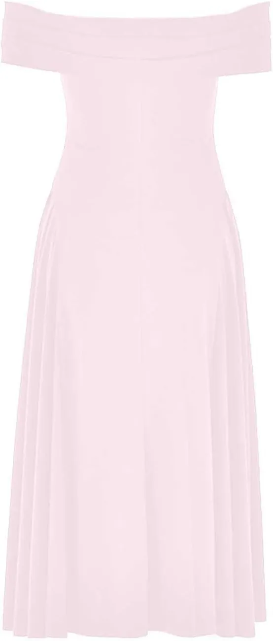 Satin Off The Shoulder Formal Midi Dress for Women A Line Ruched Tea Length Prom Party Womens Midi Casual Dresses