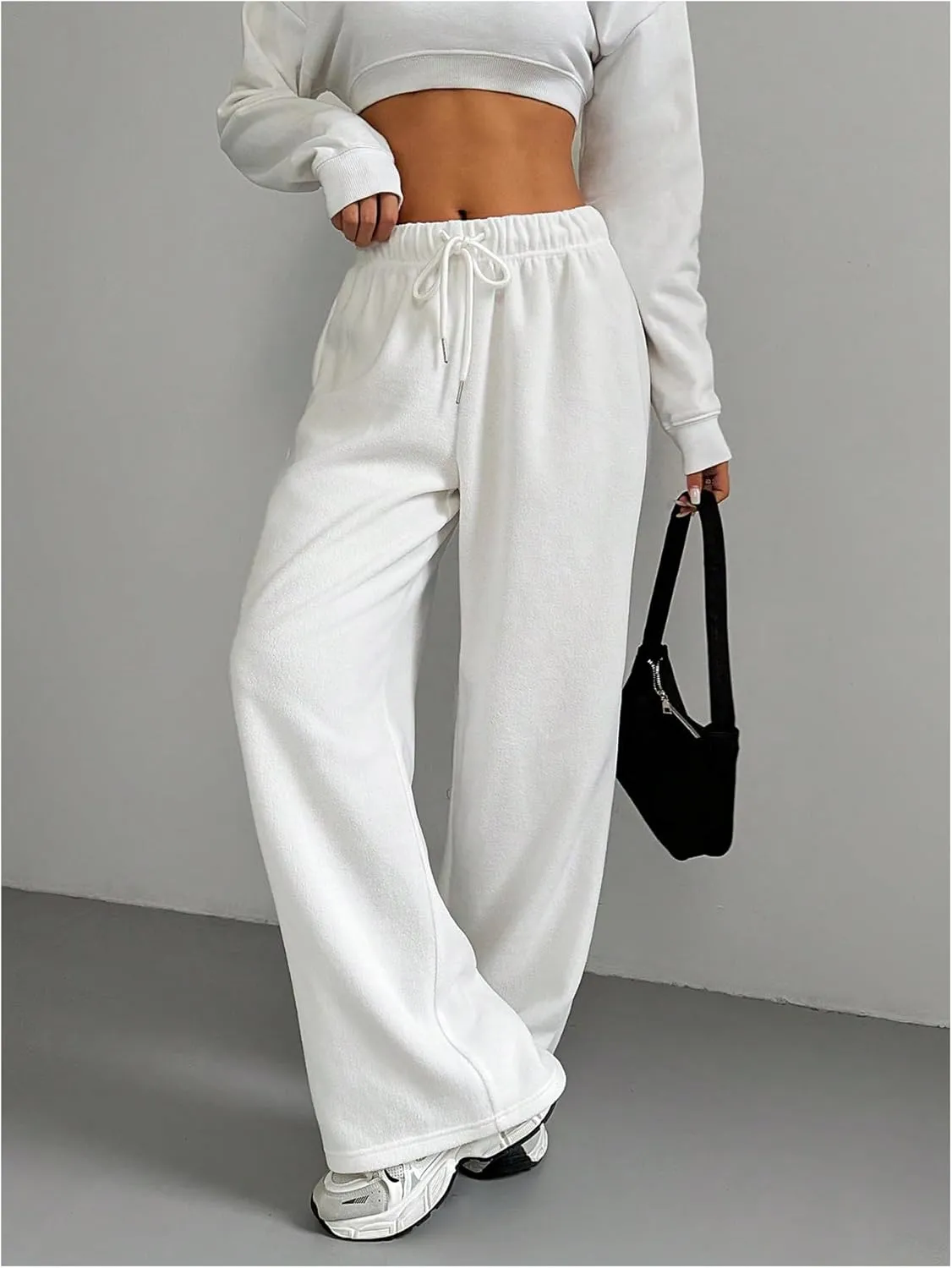 SHENHE Women's Wide Leg Drawstring Waist Sweatpants Casual Lounge Loose Trouser Pants
