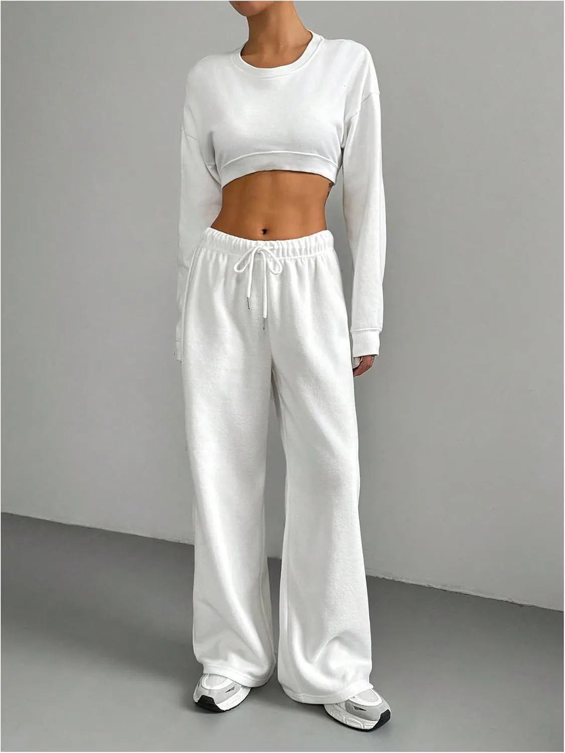 SHENHE Women's Wide Leg Drawstring Waist Sweatpants Casual Lounge Loose Trouser Pants