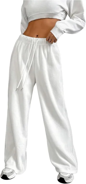 SHENHE Women's Wide Leg Drawstring Waist Sweatpants Casual Lounge Loose Trouser Pants