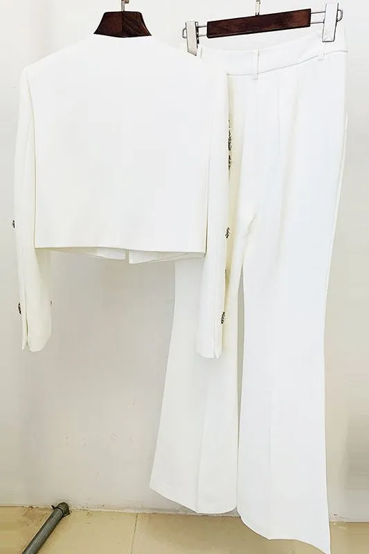 Short jacket suit with rhinestones