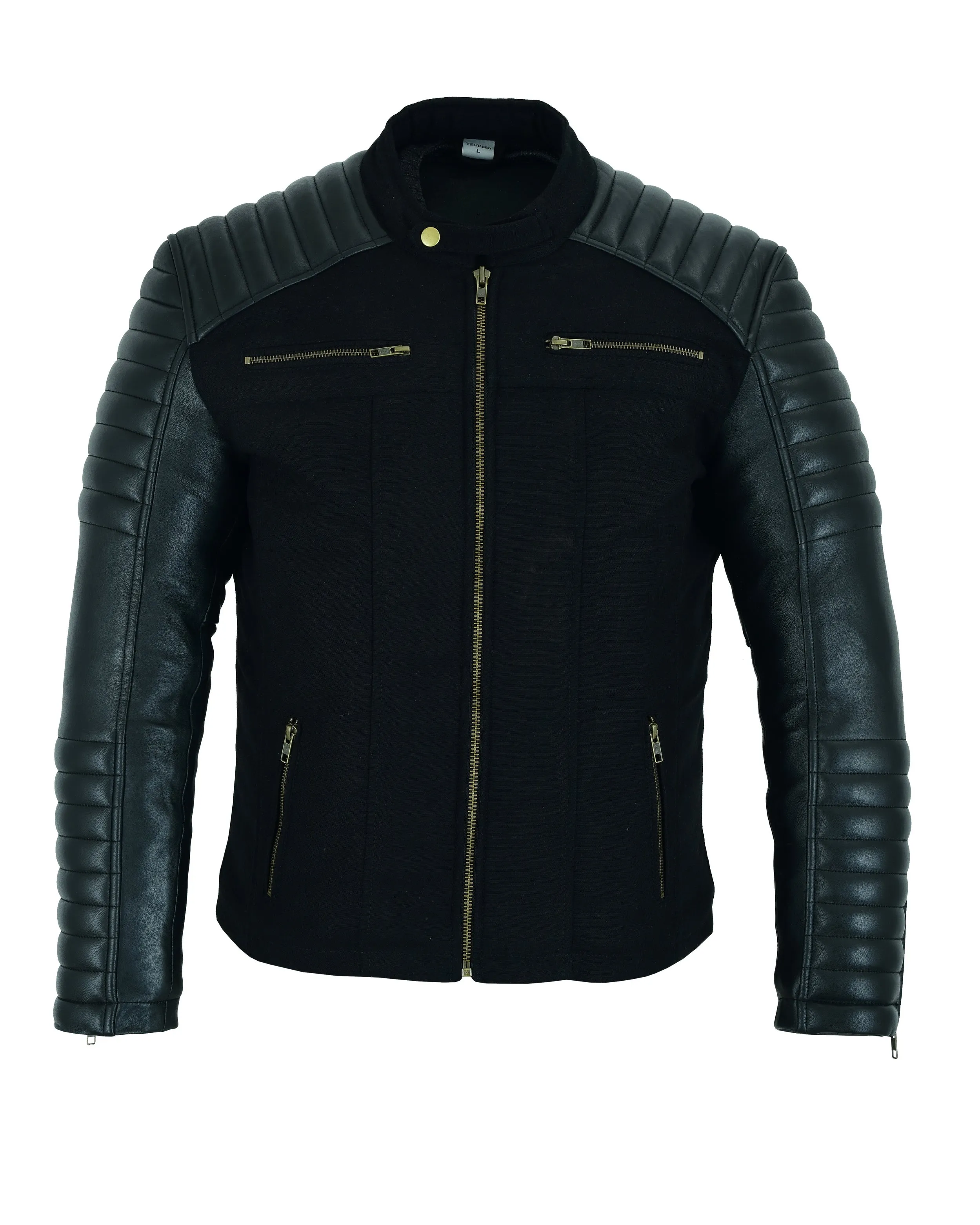 Signature City Casual Black Leather Textile Jacket