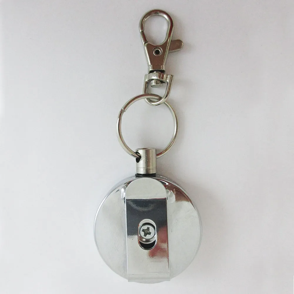 Steel Retractable Key Ring Clip On Pull Chain Id Holder Reel Belt Extends 26"