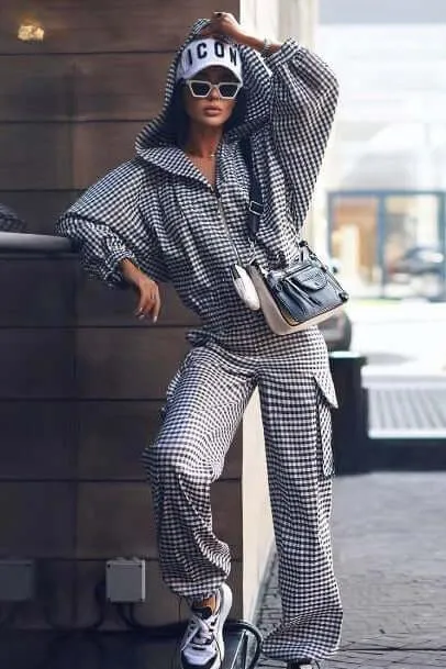 Street Style Hooded two-piece suit