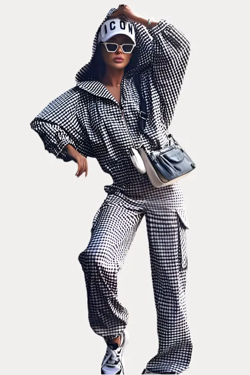 Street Style Hooded two-piece suit