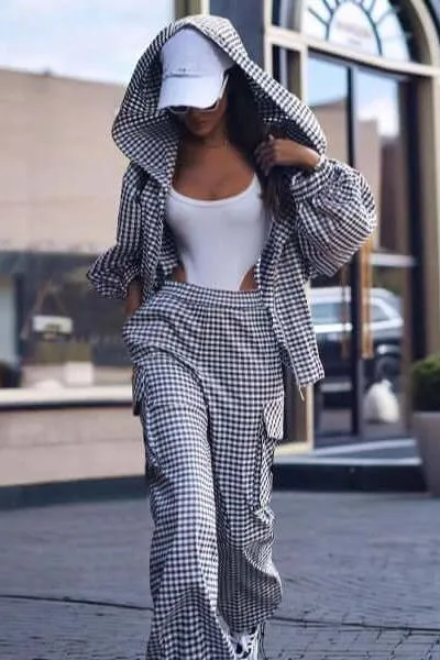 Street Style Hooded two-piece suit