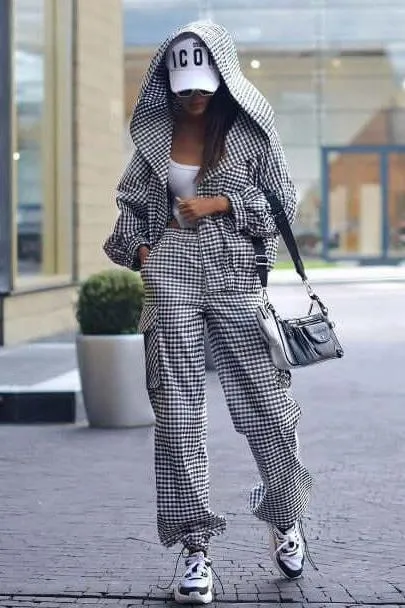 Street Style Hooded two-piece suit