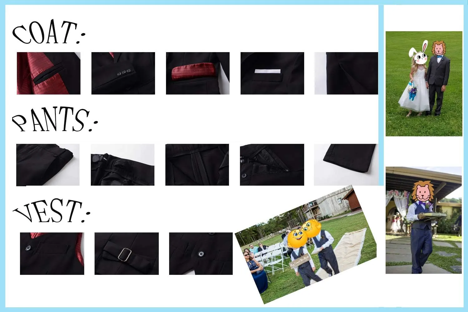 Suit for Boy Formal Slim Fit Tuxedo 5 Pieces Kids Toddler Wedding Outfit Blazer Pants Vest Set Boys Suits