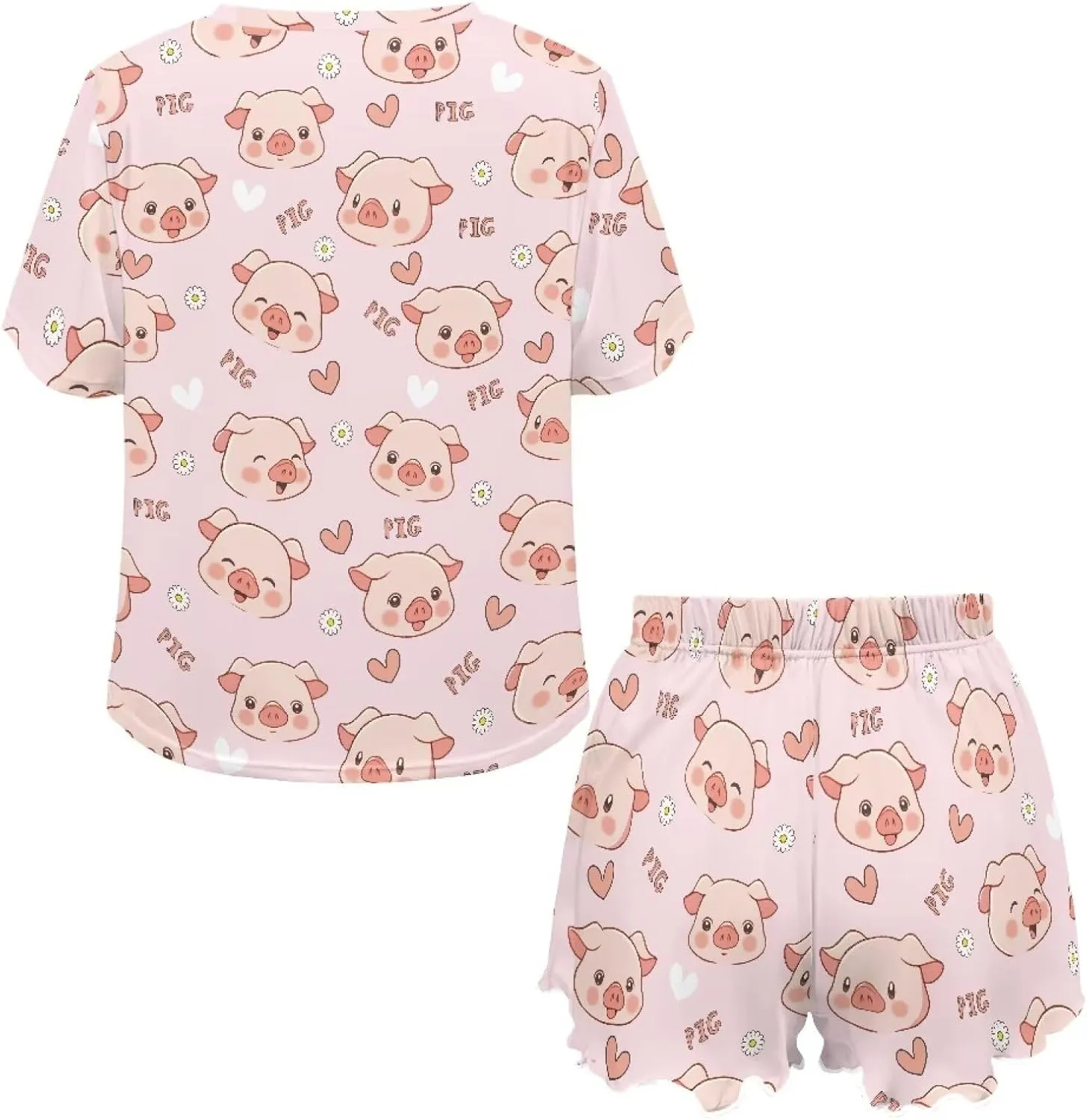 Summer Pajamas Set for Women Short Sleeve T Shirt with Shorts Sleepwear