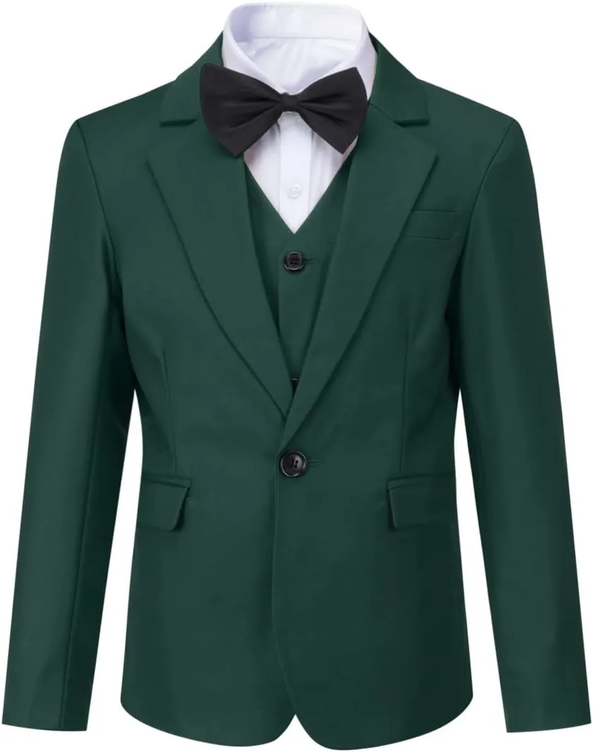 SWOTGdoby Boys Suits 3 Pieces Formal Suit Set Plaid Blazer Vest Pants Slim Fit Suit Jacket for Wedding Party