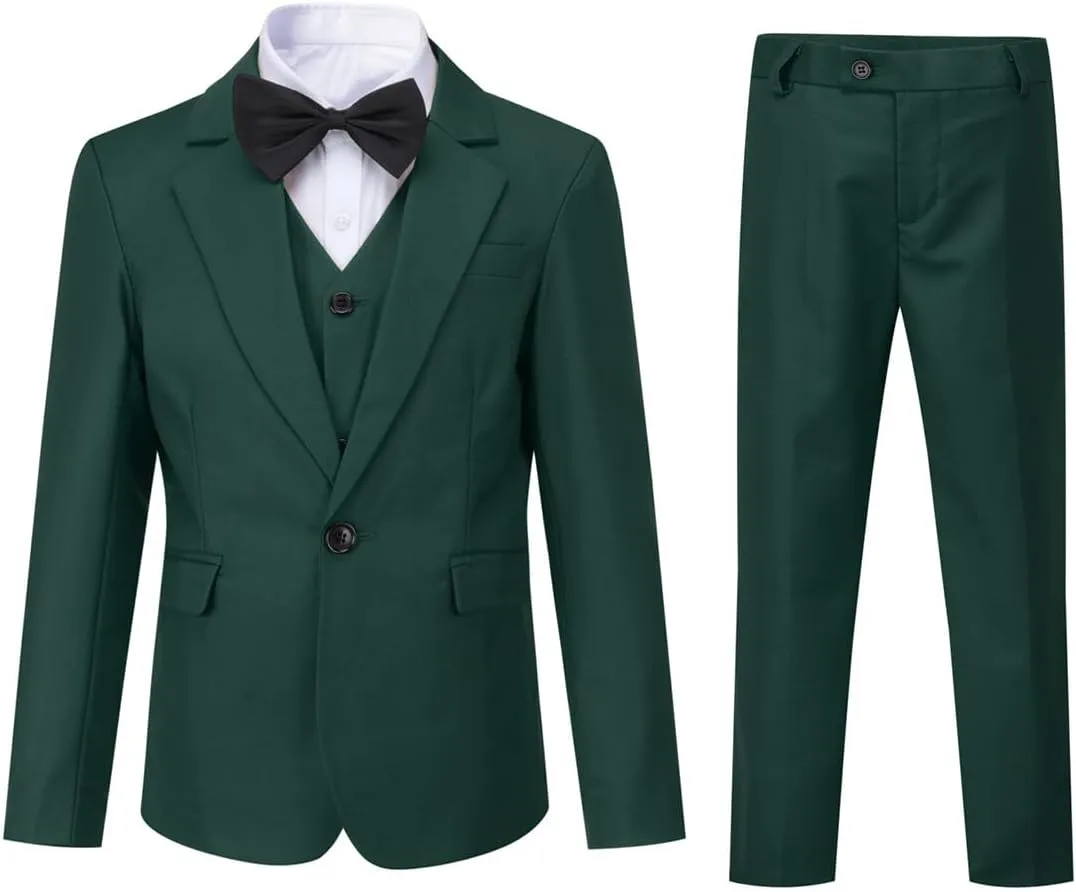 SWOTGdoby Boys Suits 3 Pieces Formal Suit Set Plaid Blazer Vest Pants Slim Fit Suit Jacket for Wedding Party