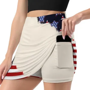 TAIZIYEAH American Flag Black Tennis Skirts for Women Athletic Golf Skorts Loose