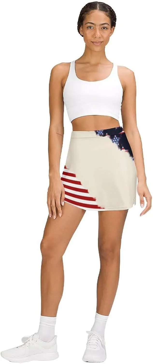 TAIZIYEAH American Flag Black Tennis Skirts for Women Athletic Golf Skorts Loose