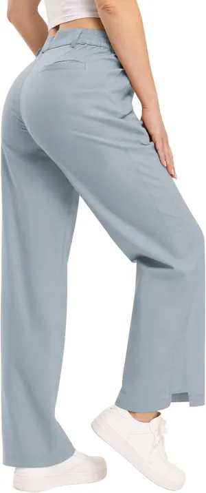 TBMPOY Women's Linen Palazzo Pants High Waisted Work Business Casual Dress Pants Wide Leg Lounge Trousers with Pockets